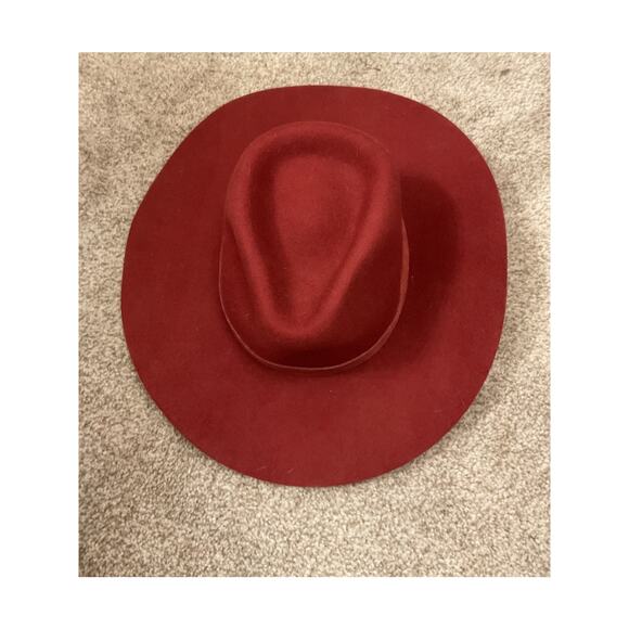 Wyeth Burgundy Wool Rancher Hat Wide Brim Boho Western Festival Fedora, O/S main image 11